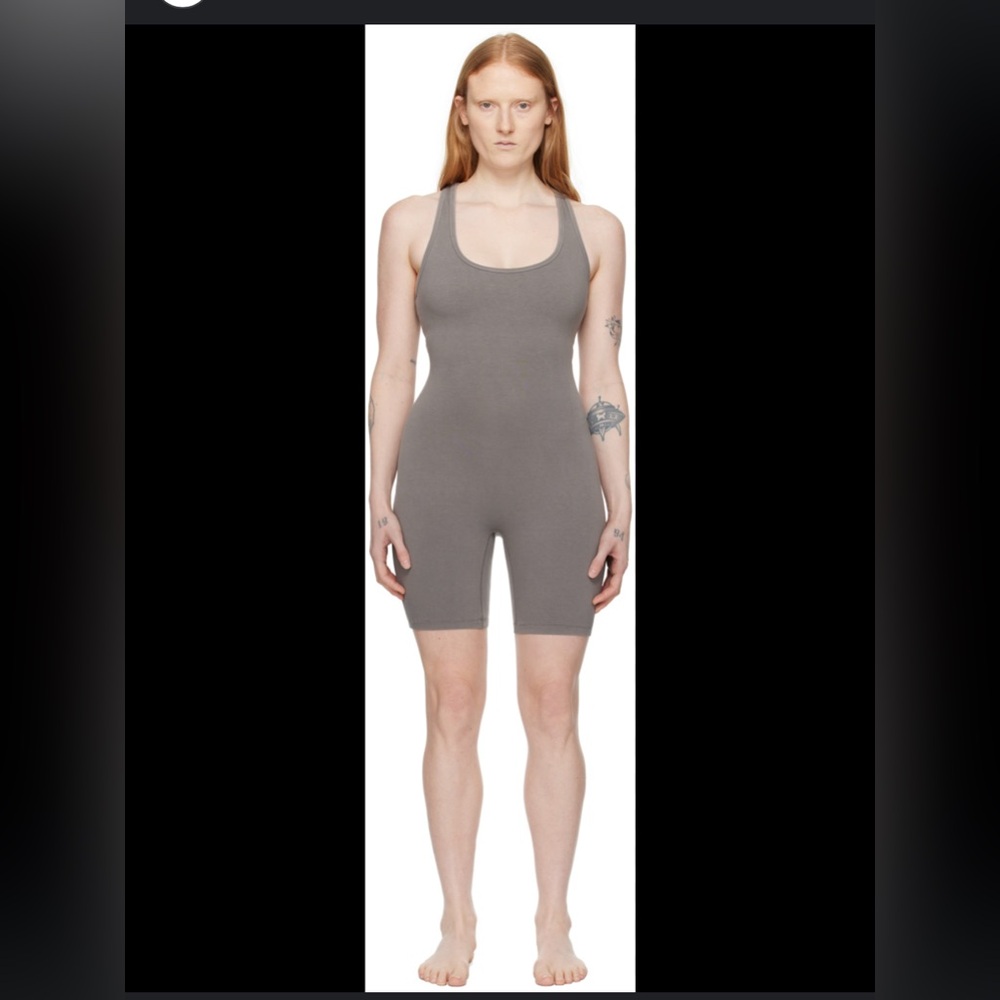 SKIMS gray Outdoor Mid Thigh Onesie Jumpsuit us size X-Large